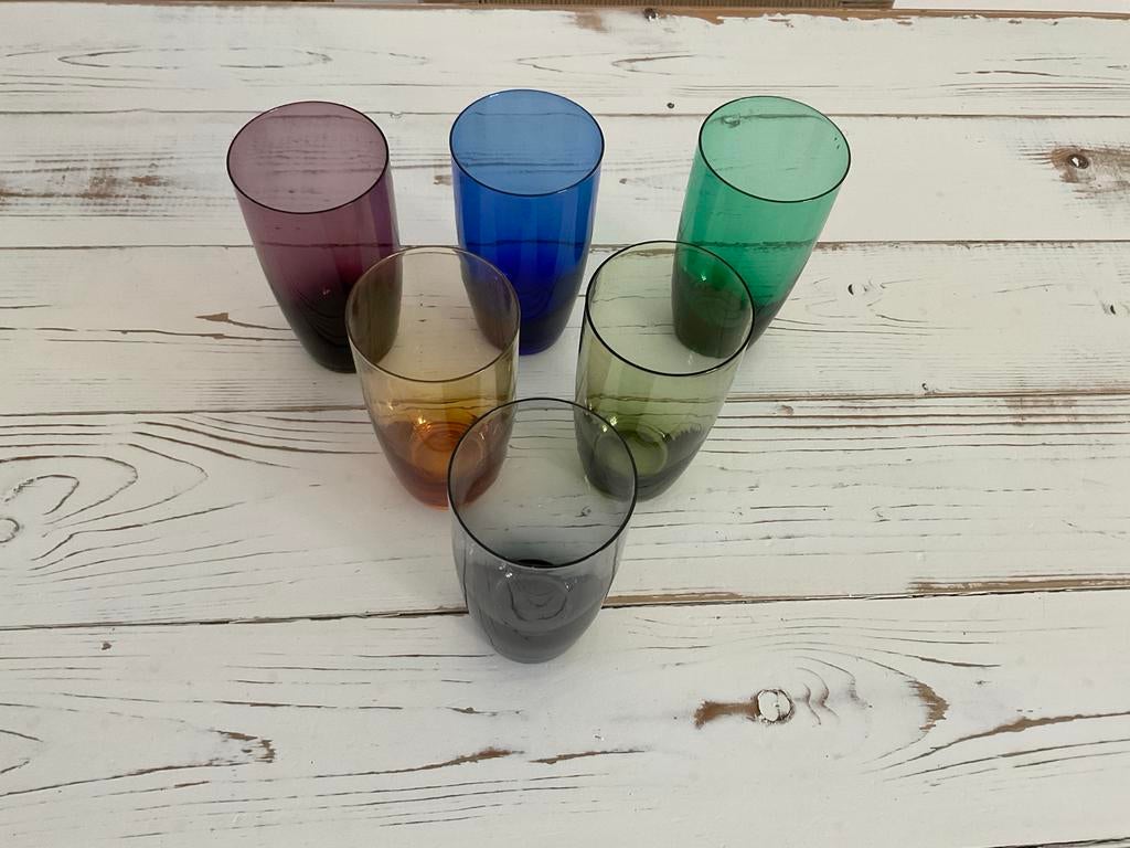 Complete Set van 6 Carnaval longdrinkglazen, Max Verboeket, Antiek en Kunst, Ophalen of Verzenden