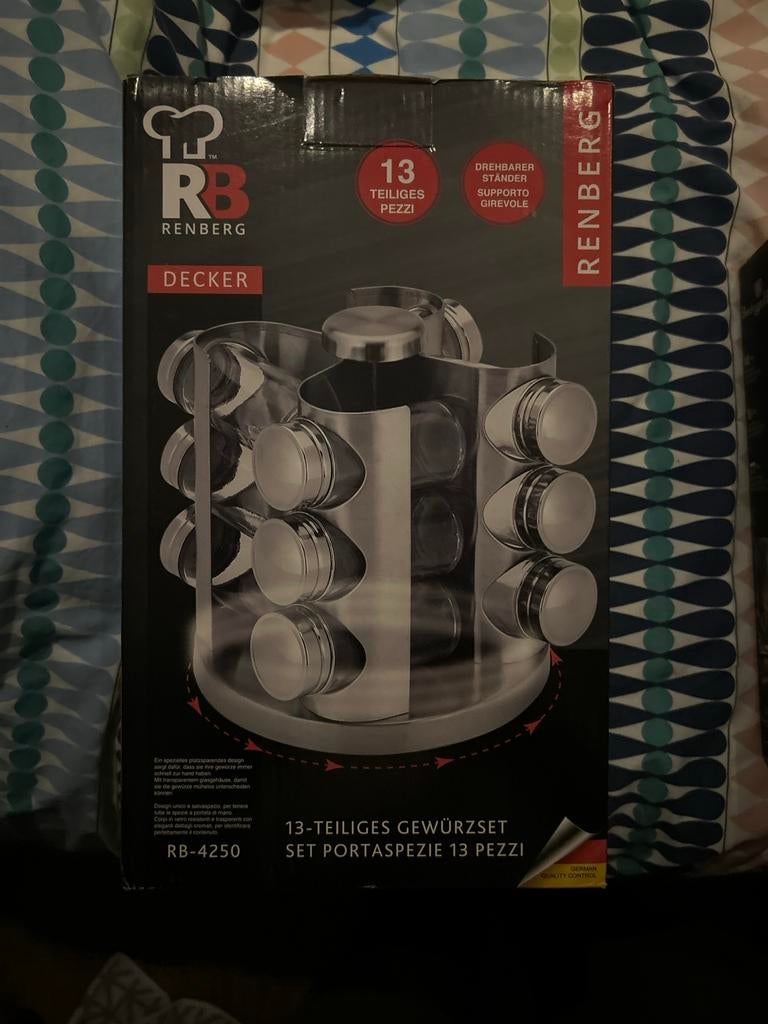Renberg RB-4250 Kruidenrek met 12 potjes nieuw in doos, Ophalen of Verzenden, Nieuw