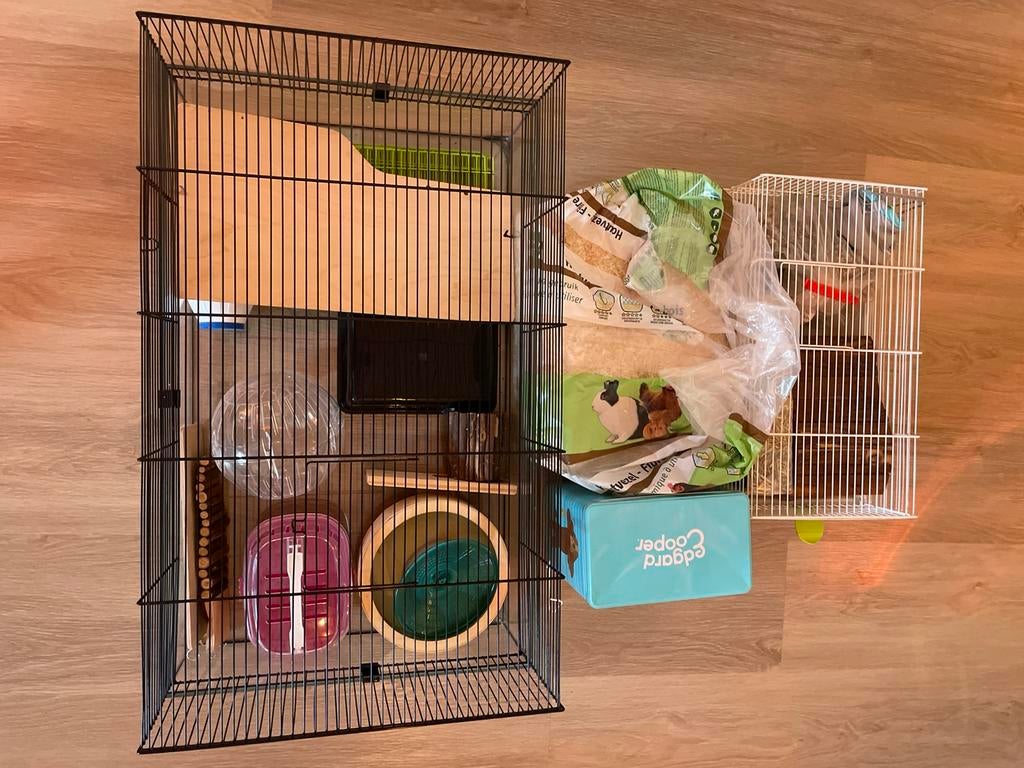 Mooie hamsterkooi met vele extra’s, Kooi, 75 tot 110 cm, Ophalen, Minder dan 60 cm