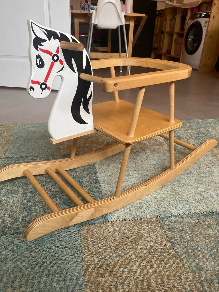Houten hobbelpaard met rugleuning, Ophalen of Verzenden, Gebruikt