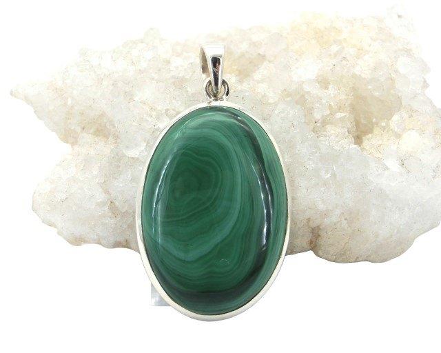 Malachiet hanger in 925 zilver, -, -, Nieuw, Ophalen of Verzenden