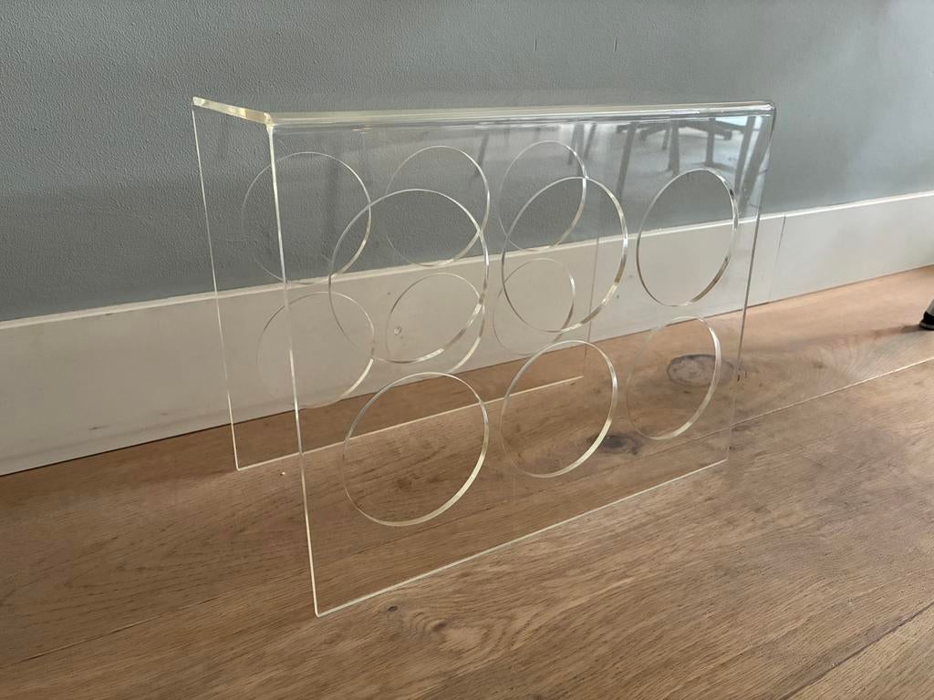 Wijnrek vintage plexiglas 6 flessen, Kunststof, Gebruikt, 5 tot 15 flessen, Ophalen of Verzenden