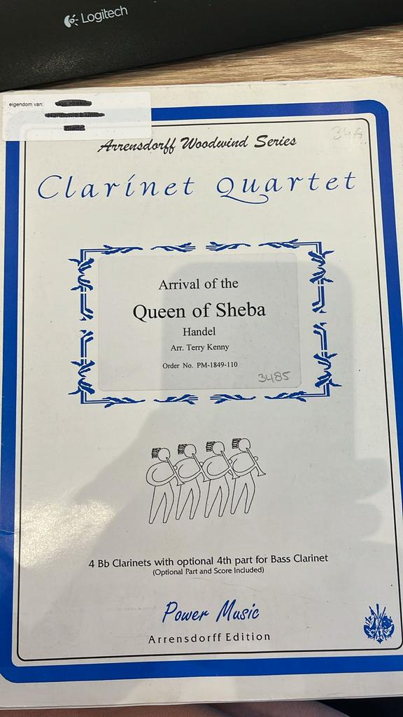 Klarinet Kwintet - Arrival of the Queen of Sheba, Muziek en Instrumenten, Ophalen of Verzenden, Gebruikt, Artiest of Componist