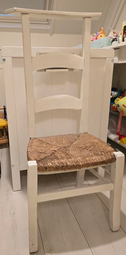 Vintage (bid) stoeltje met biezen zitting, Ophalen of Verzenden, Gebruikt, Hout