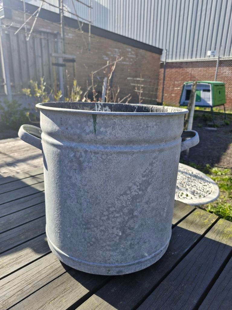 Oude zinken emmer, Ophalen, Gebruikt, Minder dan 30 cm, .