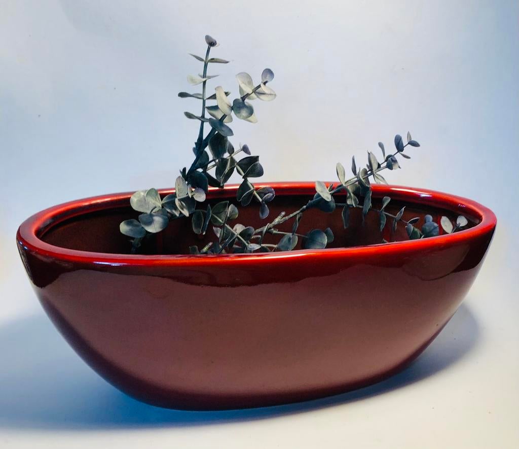 Rode plantenbak, keramiek, ovaal, bootvorm, Verzenden, Halfschaduw, Minder dan 100 cm