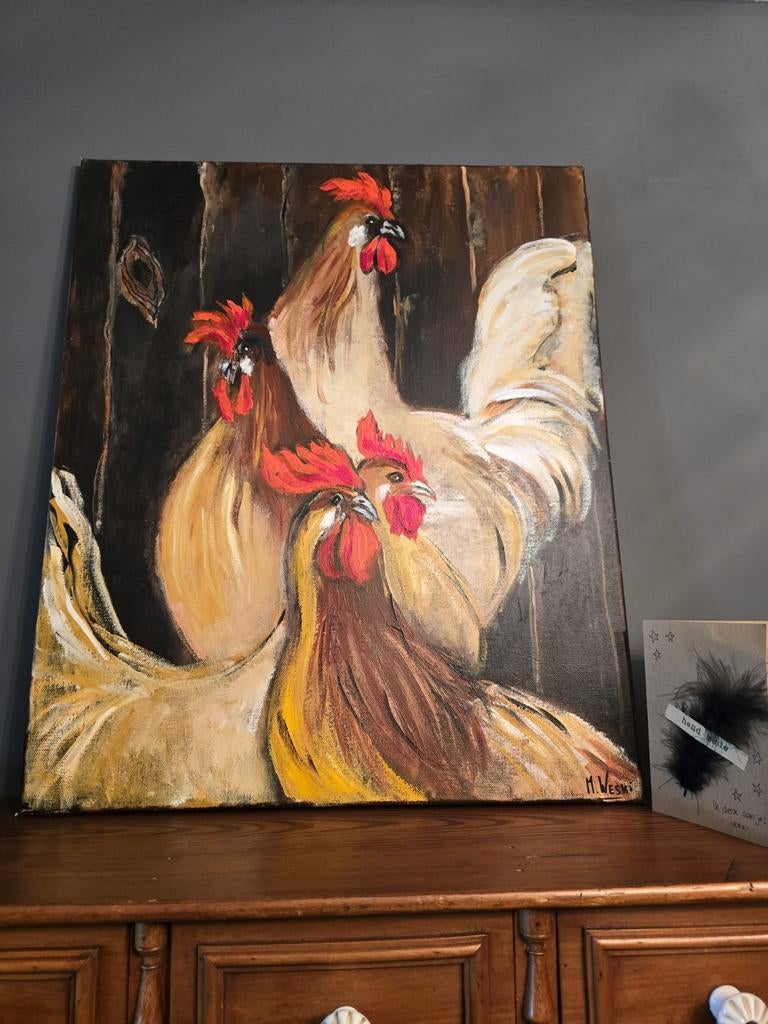 Schilderij op doek . 60 cm x 50 cm ., Antiek en Kunst, Ophalen of Verzenden