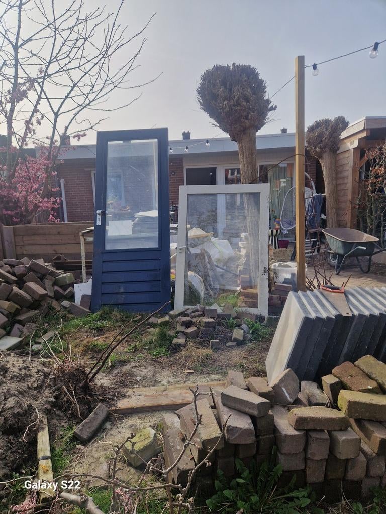 Gratis af te halen: Harthouten deur met slot en raam in Oss, Doe-het-zelf en Verbouw, Deuren en Horren, Ophalen of Verzenden