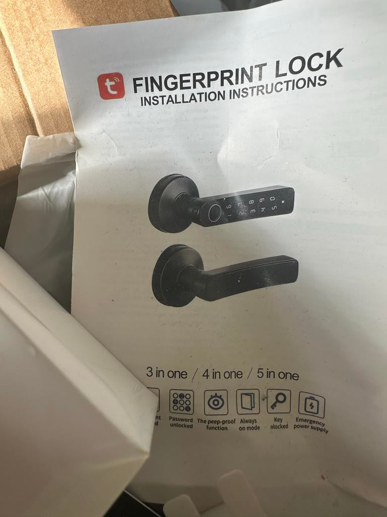 5-in-1 Smart Deurklink Slot - Nieuw in Doos, Ophalen of Verzenden, Nieuw, Overige materialen, Slot