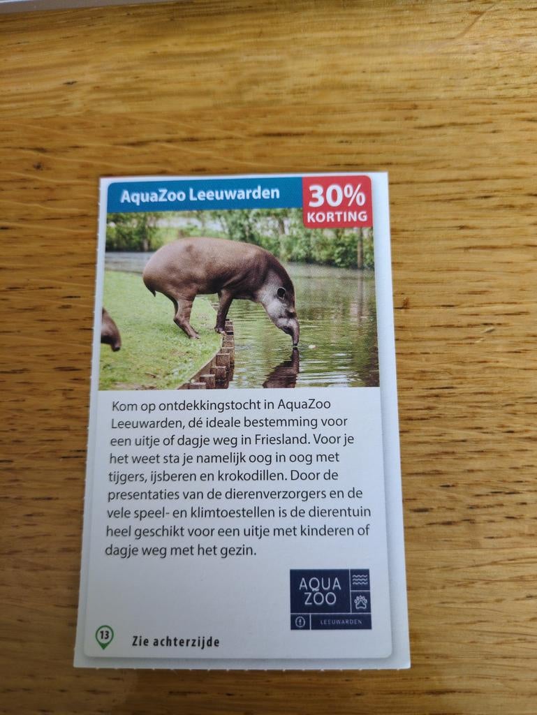 Kortingsbon voor AquaZoo Leeuwarden, Tickets en Kaartjes, Drie personen of meer, Kortingskaart