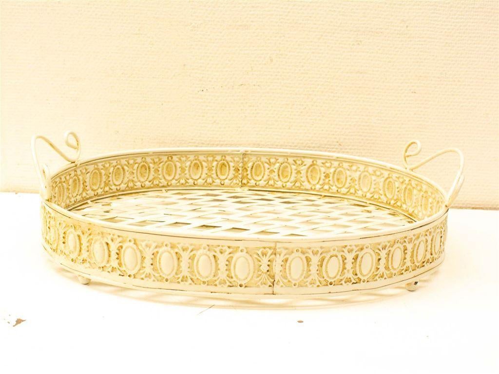 Ovale metaalen dienblad 34333, Huis en Inrichting, Ophalen of Verzenden, Gebruikt, Ovaal, Hout