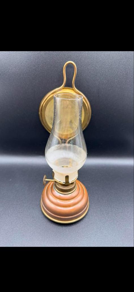 Antieke olielamp met spiegel, Ophalen of Verzenden