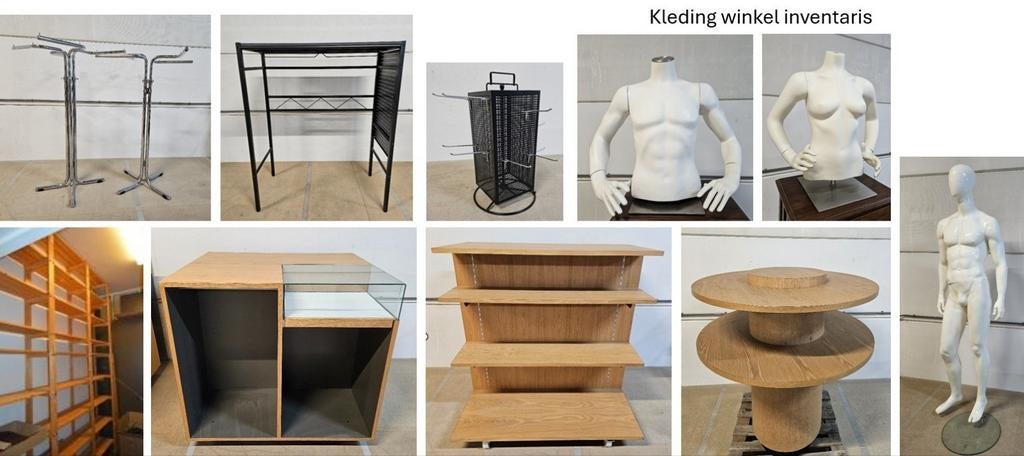 Kleding winkelinrichting kast hangrekken etalagepop etc, Ophalen