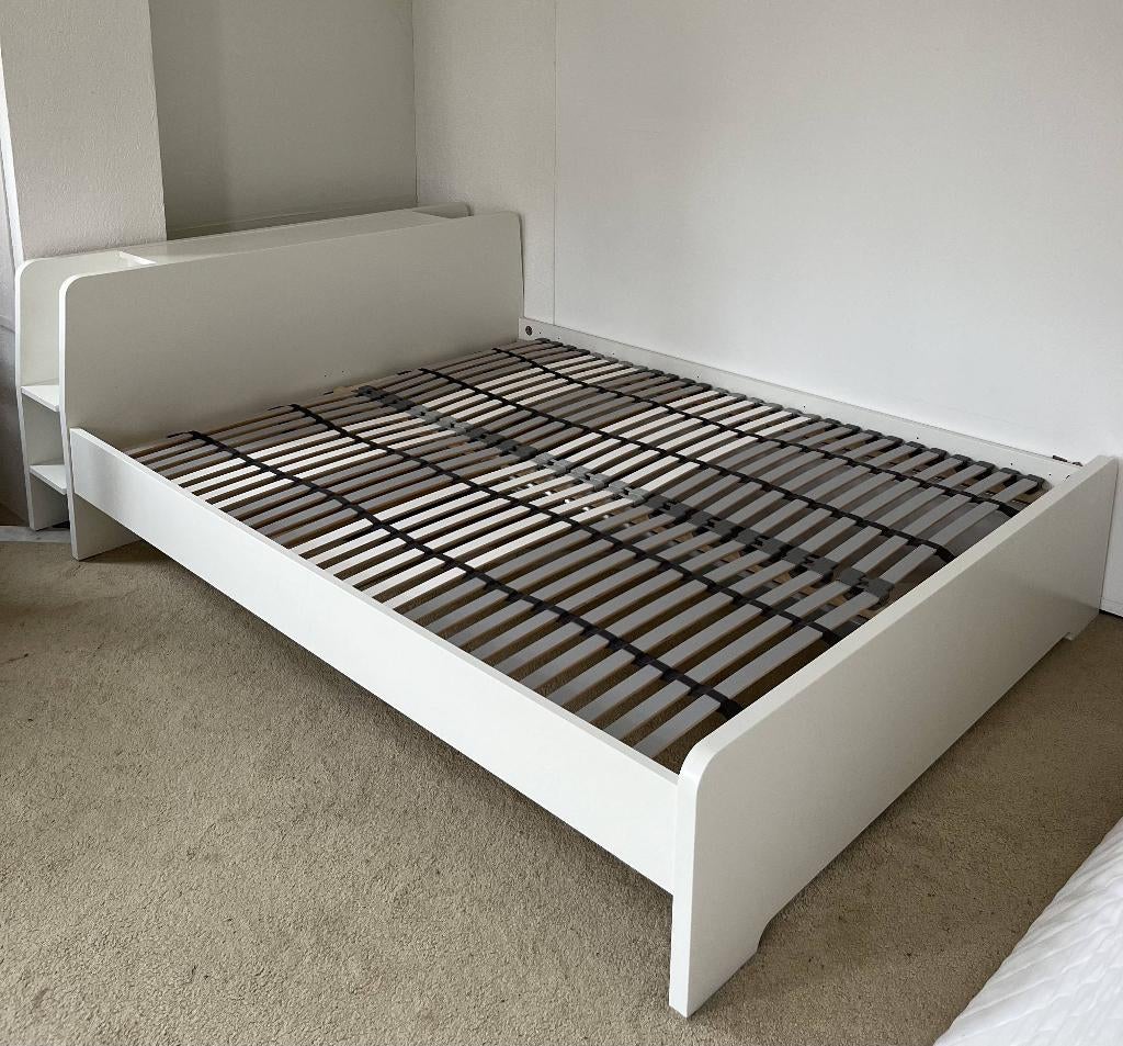 Bed Askvoll 140x200, Huis en Inrichting, Ophalen, Wit, Tweepersoons, 140 cm