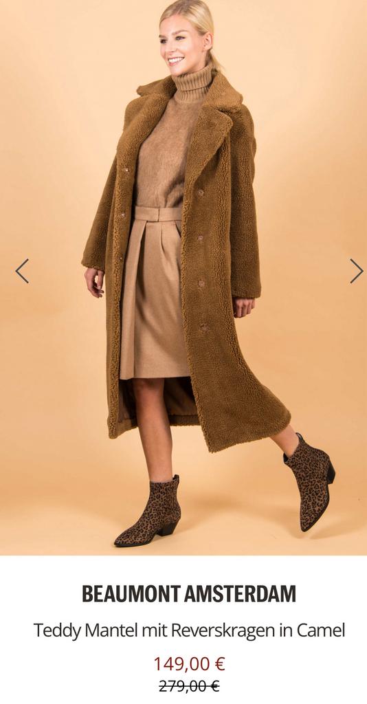 Beaumont teddyjas bruin maat 38, Ophalen of Verzenden, Zo goed als nieuw, Maat 38/40 (M), Bruin