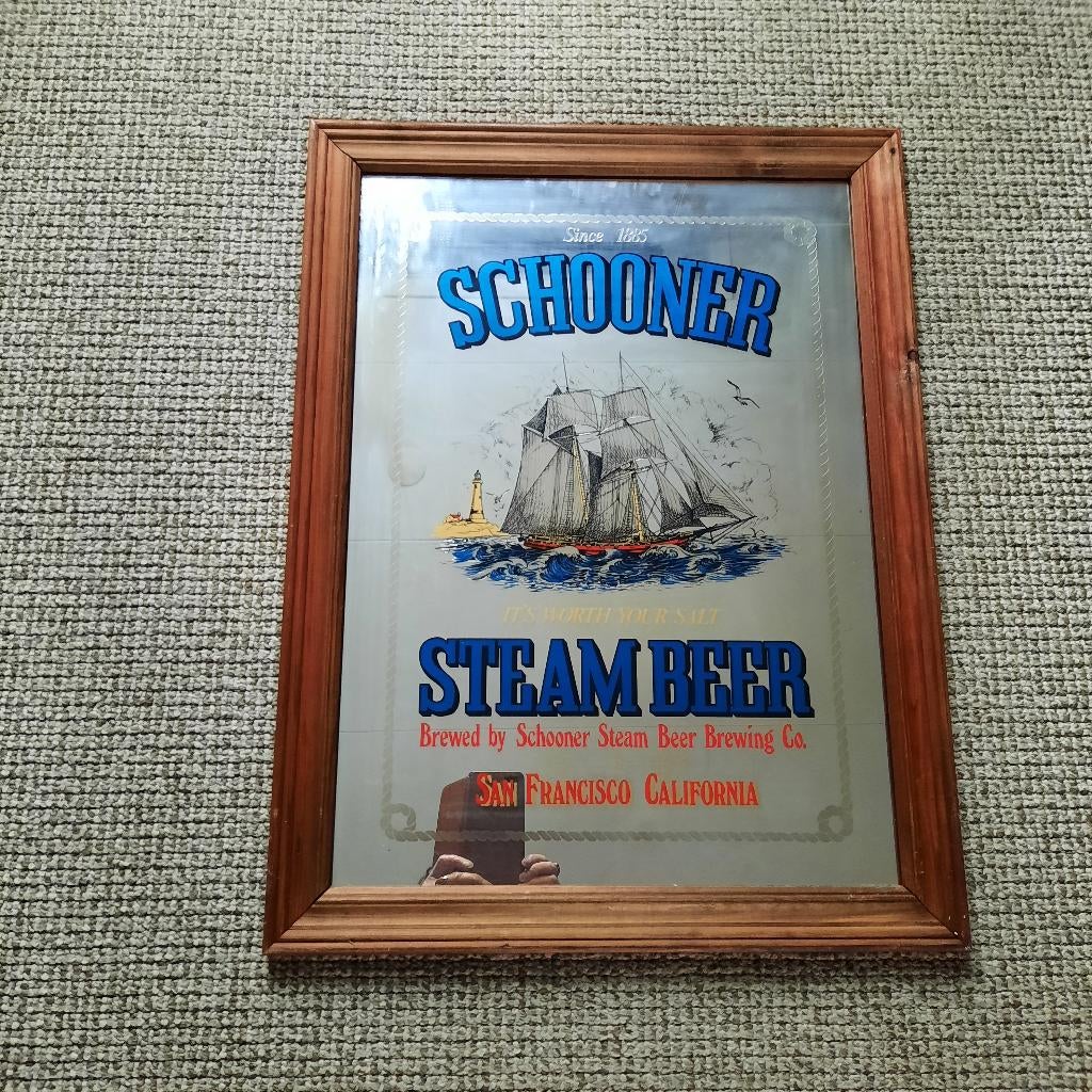 spiegel met print, Huis en Inrichting, Woonaccessoires | Spiegels, Ophalen, Gebruikt, Minder dan 100 cm, Rechthoekig