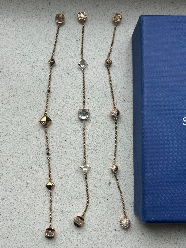 3 Swarovski Armbanden Rosé Goud - Ketting Optie, Met kristal, Overige materialen, Hangers, Ophalen of Verzenden