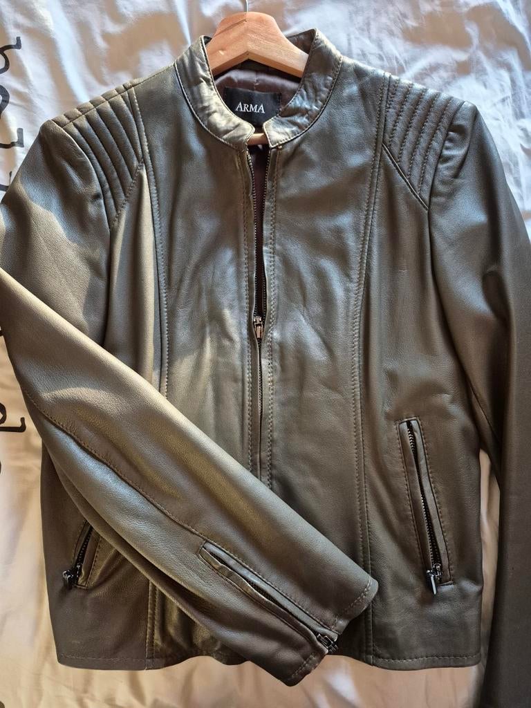 Leren  jasje van Arma, Kleding | Dames, Jasjes, Kostuums en Pakken, Zo goed als nieuw, Maat 38/40 (M), Groen, Ophalen of Verzenden