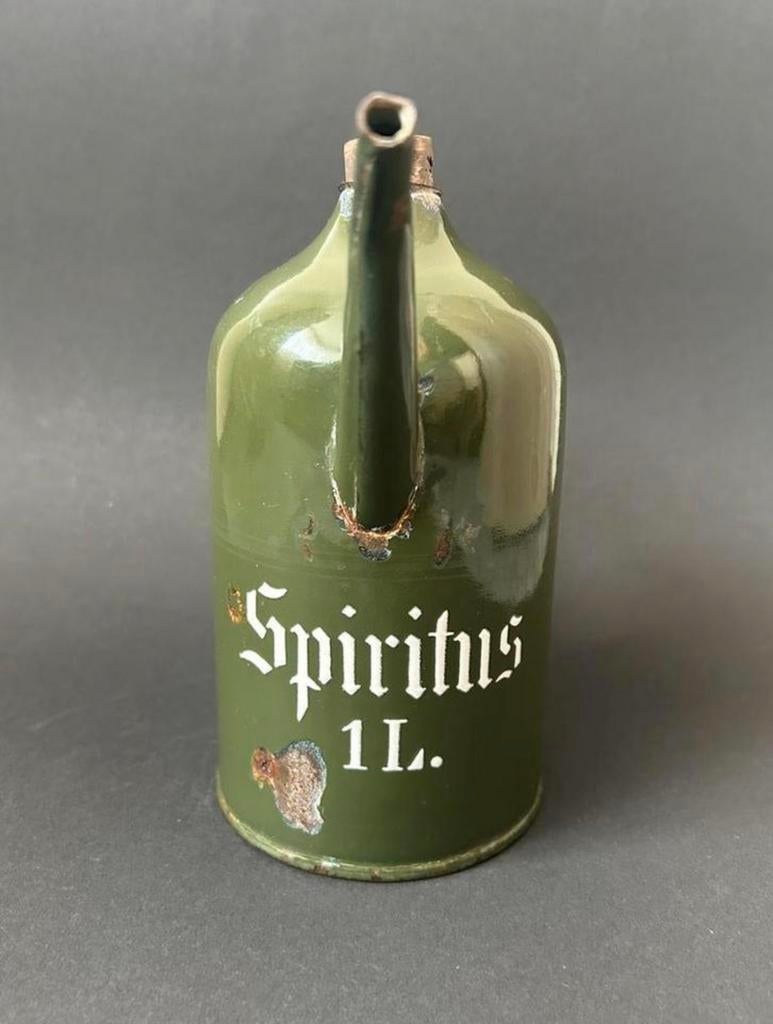 Donkergroen Emaille Spiritus Kan, Ophalen of Verzenden