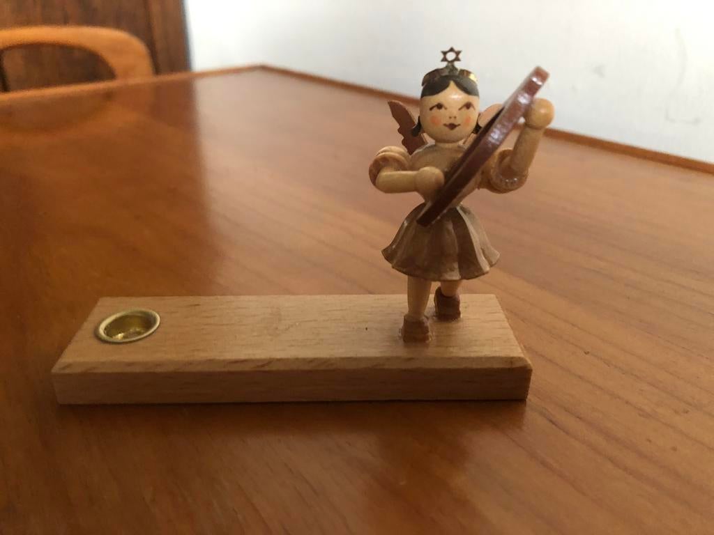 Erzgebirge volkskunst. Engeltje en kaarsenhouder, Diversen, Ophalen of Verzenden, Zo goed als nieuw