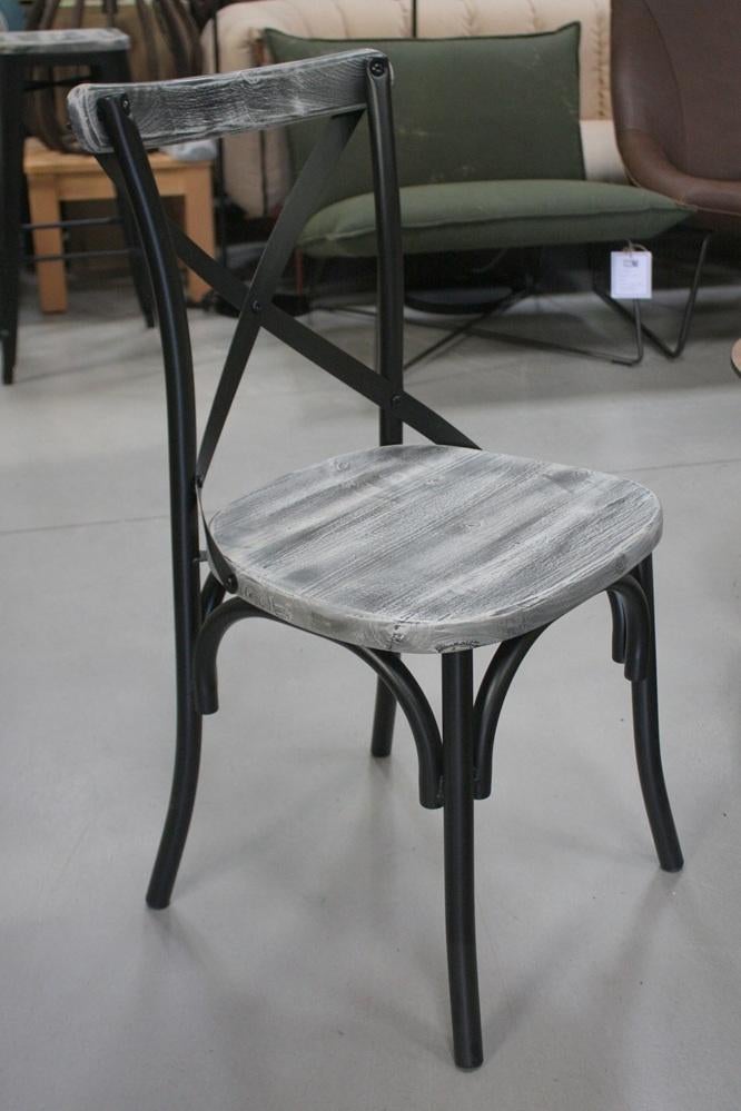 Eetkamerstoel Cross metaal & hout industrieel vintage (24x)