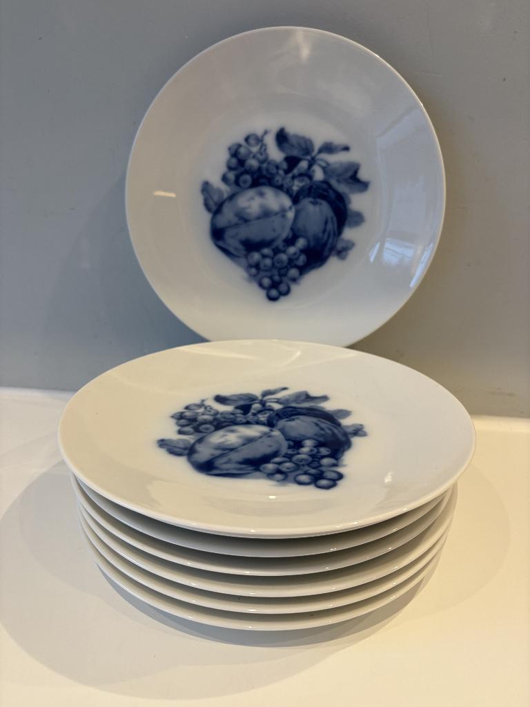 8x borden CM Hutschenreuther Hohenberg Duitsland blauw fruit, Antiek en Kunst, Ophalen of Verzenden