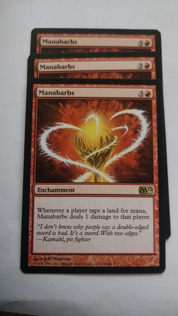 3x Mana Barbs, Hobby en Vrije tijd, Verzamelkaartspellen | Magic the Gathering, Ophalen of Verzenden, Zo goed als nieuw, Meerdere kaarten