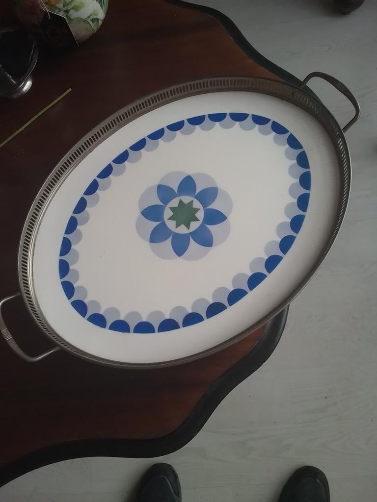 Antiek Porseleinen Dienblad - 45x35 cm, Huis en Inrichting, Ophalen of Verzenden, Gebruikt, Ovaal, Overige materialen