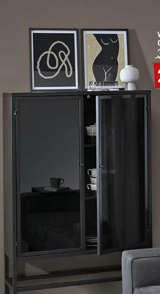 Kwantum Genua vitrinekast met rookglas, Huis en Inrichting, Ophalen, Gebruikt, 50 tot 100 cm, Glas