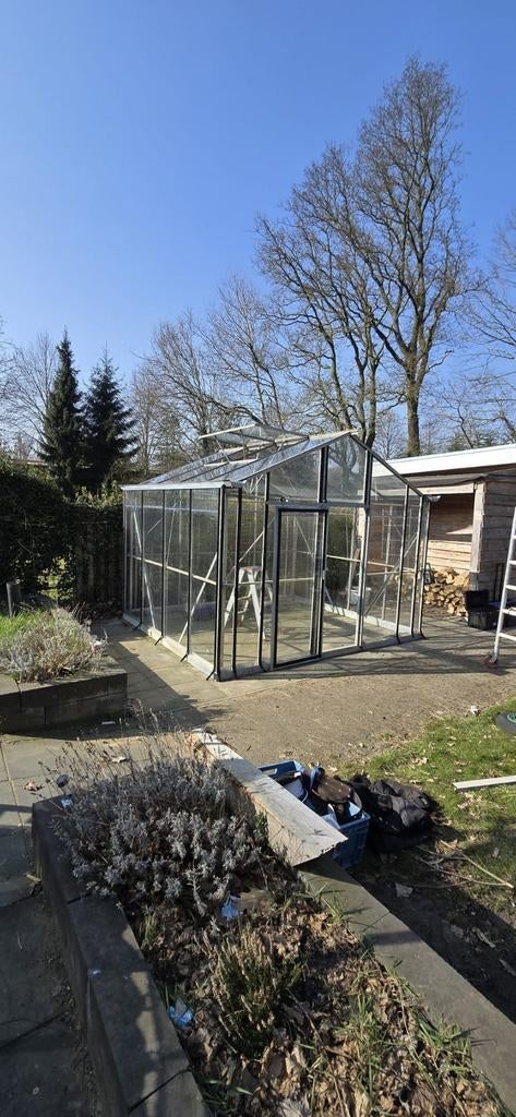 serre tuinkas hobbykas 342x300cm refurbished duurzaam, Ophalen, Glas, Zo goed als nieuw, Staal