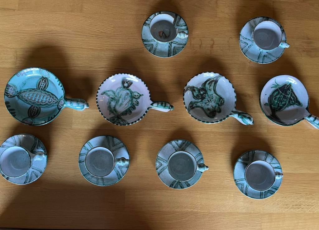 Keramiek H Pittari Vallauris - Handbeschilderd vintage items, Antiek en Kunst, Antiek | Keramiek en Aardewerk, Ophalen