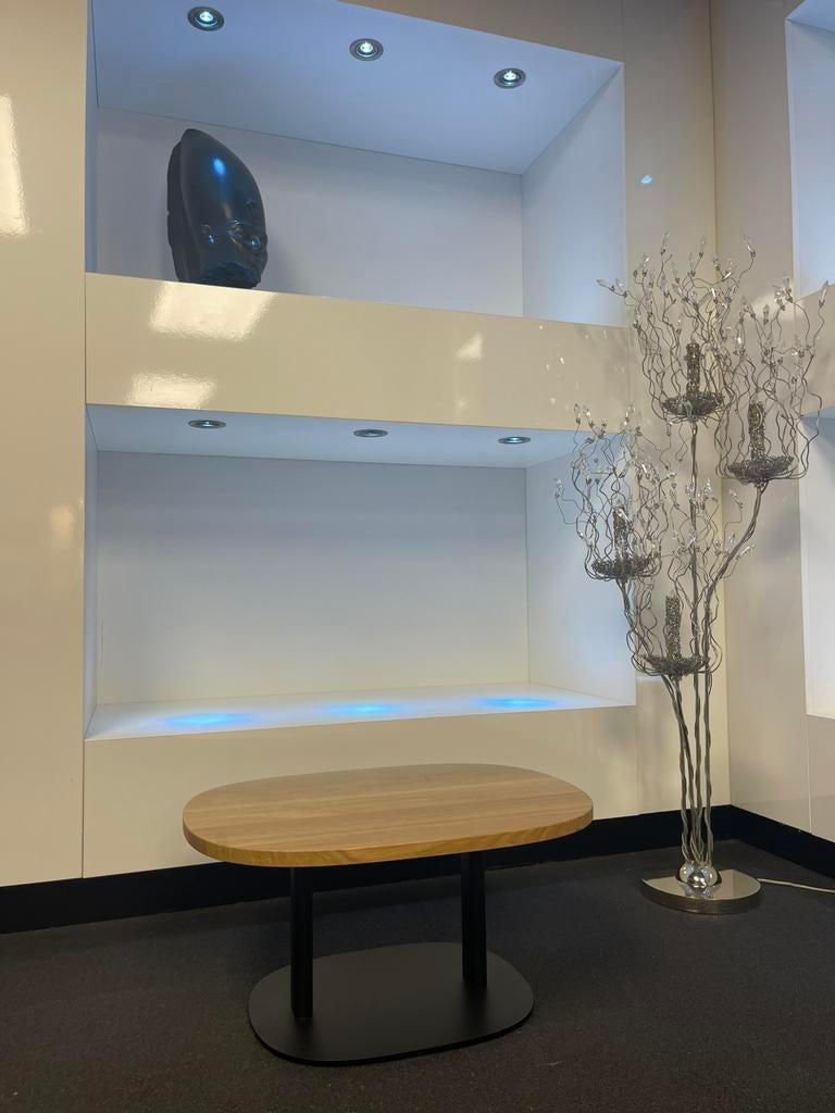 Leolux Toveri salontafel massief eiken showmodel, Ophalen, Zo goed als nieuw, 50 tot 100 cm, Minder dan 50 cm