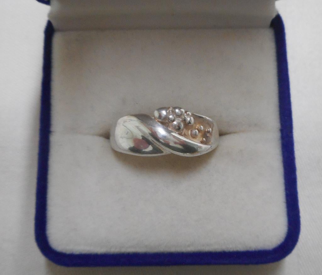 Zilveren modernist ring maat 17.5 nr.1201, Verzenden, Zo goed als nieuw, 17 tot 18, Dame