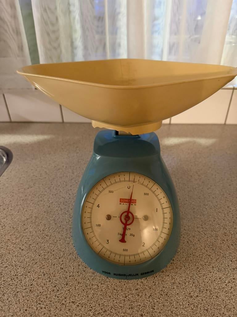 Retro huishoudweegschaal, Ophalen, Keukenweegschaal, Analoog, Fijner dan 1 gram