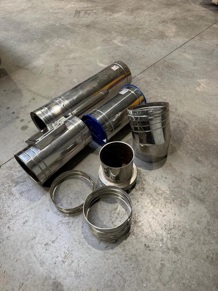 Isoduct dubbelwandig rookkanaal compleet 200mm, Ophalen of Verzenden, Rvs, Minder dan 2 meter, 80 mm of meer