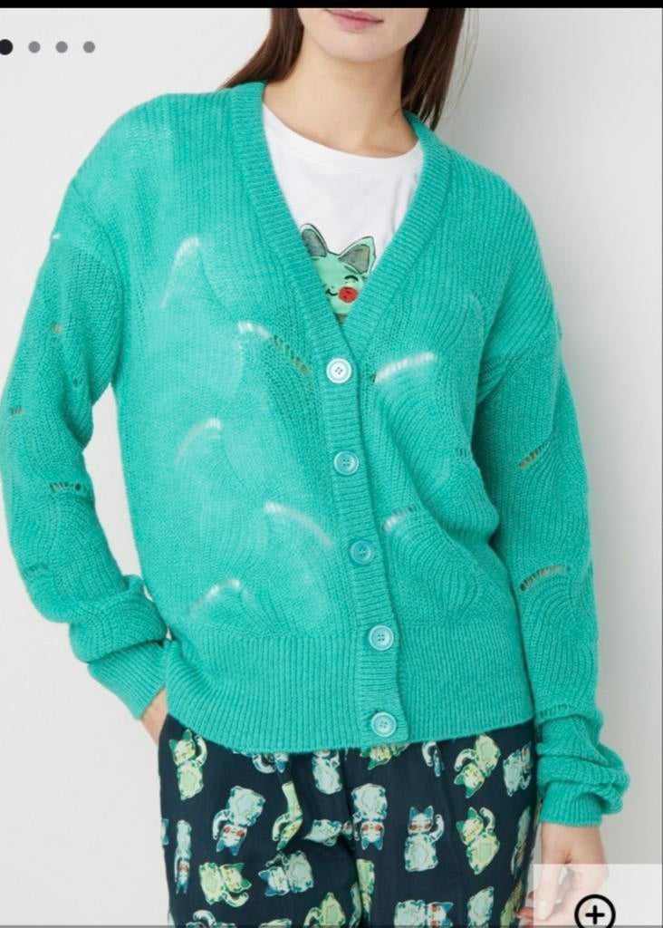 Groene vest met pom poms - Maat M, Maat 38/40 (M), Ophalen of Verzenden, Groen, Onbekend