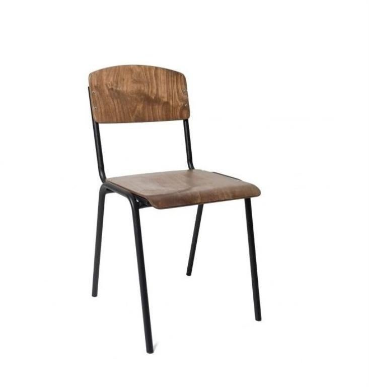 Partij Vintage schoolstoelen, horeca stapelstoelen   894, Gebruikt, Bruin, Ophalen of Verzenden, Metaal
