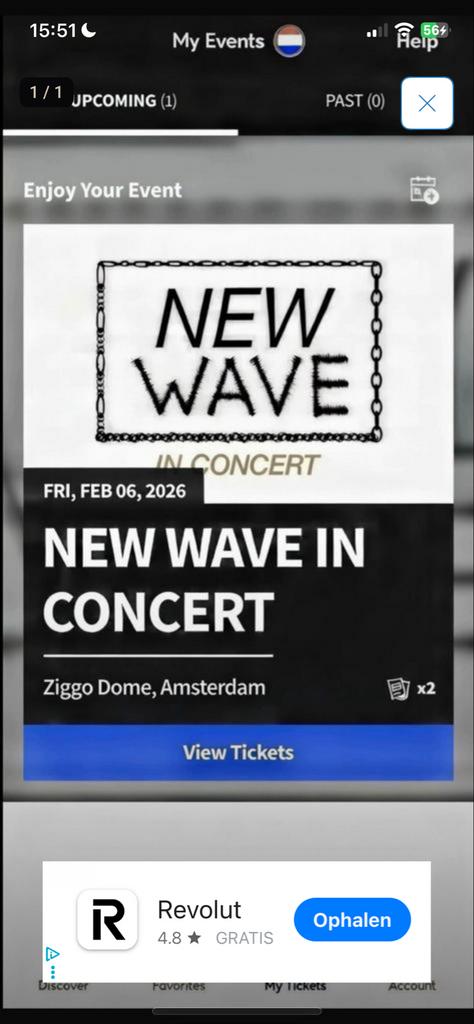 Ik zoek nog een new wave ticket voor vanavond, Eén persoon