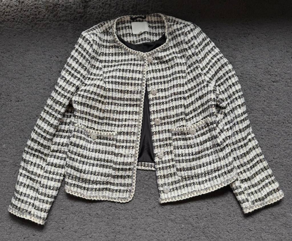 Blazer bouclé maat L, Zwart, Maat 42/44 (L), Ophalen of Verzenden, Jasje