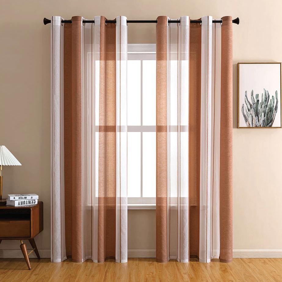 Rode Witte Inbetween Gordijnen Gordijn Doorschijnend Vitrage, Nieuw, 200 cm of meer, Rood, Verzenden