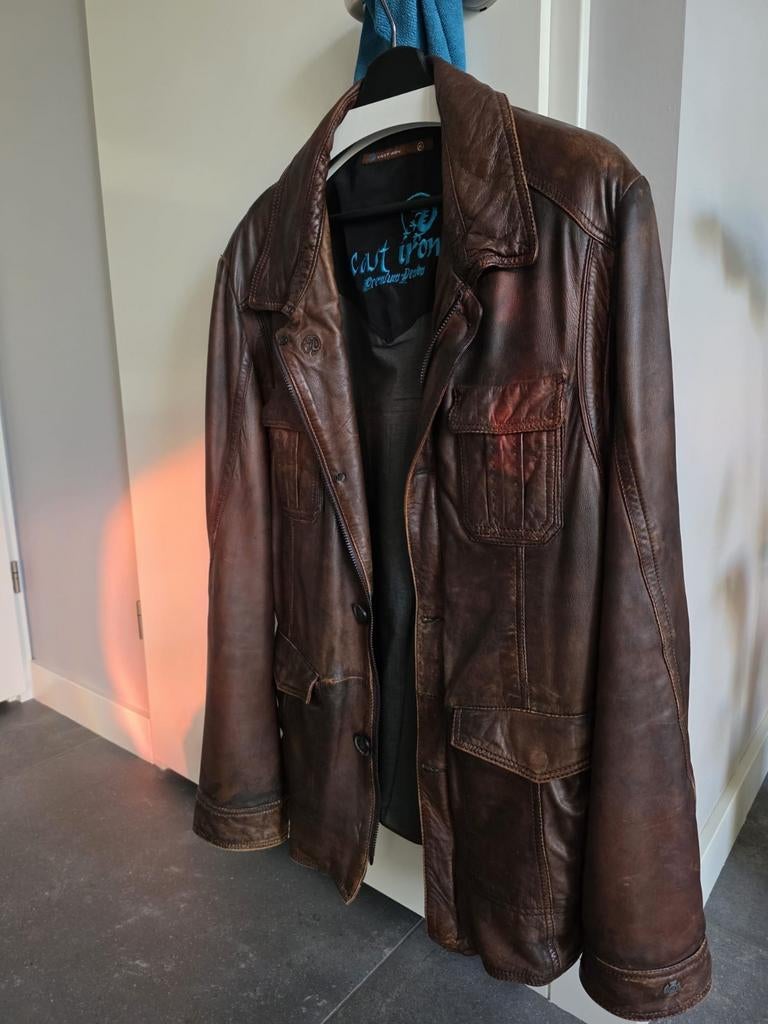 Cast Iron Bruine Leren Parka Jas - Maat XXL, Bruin, Overige maten, Ophalen of Verzenden, Cast Iron