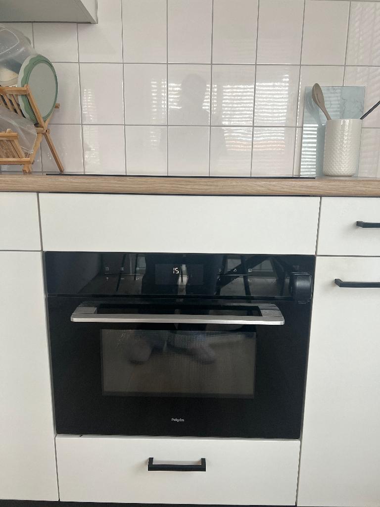Inbouw combi oven pelgrim, Zo goed als nieuw, Oven met grill, Inbouw, Draaiplateau