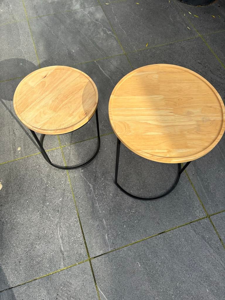 Kwantum bijzettafels hout met metaal - Zo goed als nieuw, Ophalen, Minder dan 45 cm, Minder dan 55 cm, Rond
