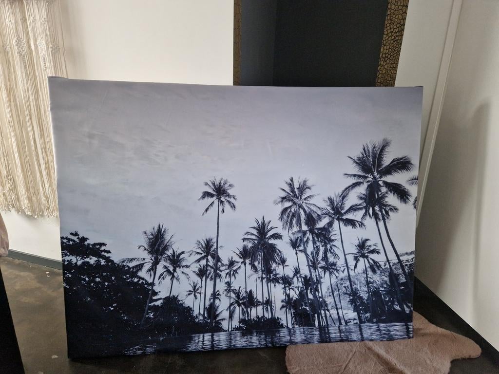 Canvas doek met palmbomen, Ophalen, Schilderij, 75 cm of meer