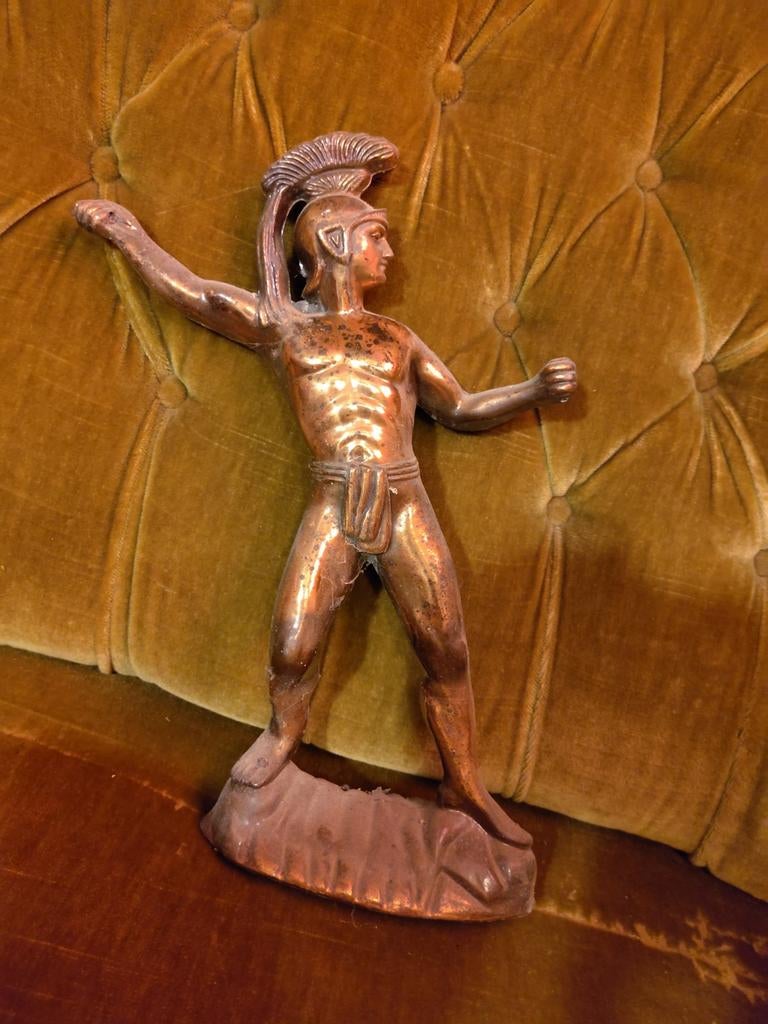 Koperen Beeld van Spartaanse Krijger - 37 cm hoog, Antiek en Kunst, Antiek | Koper en Brons, Ophalen