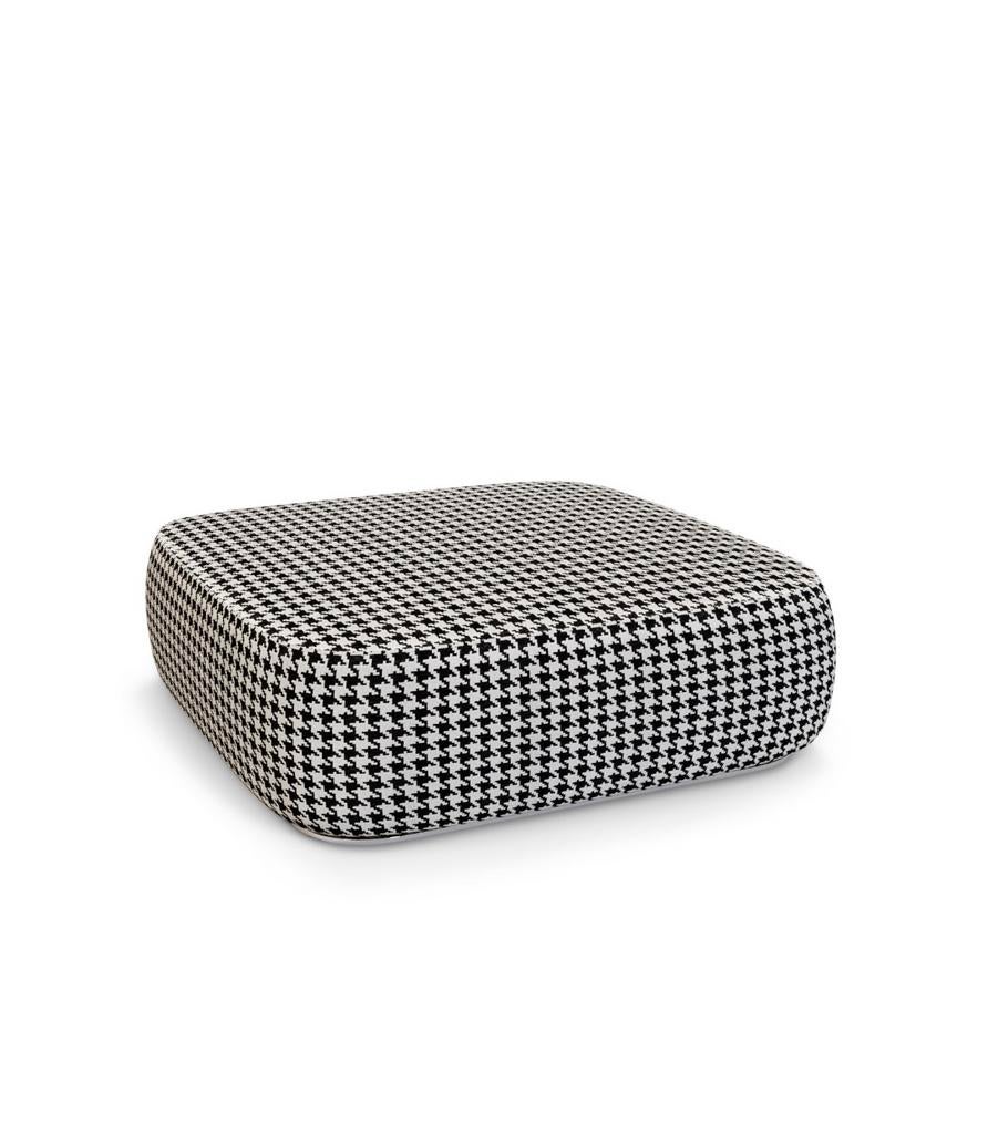 GIARDION Ottoman Pied de Poule - Stijlvolle poef, Ophalen, Vierkant, 75 tot 100 cm, Zo goed als nieuw