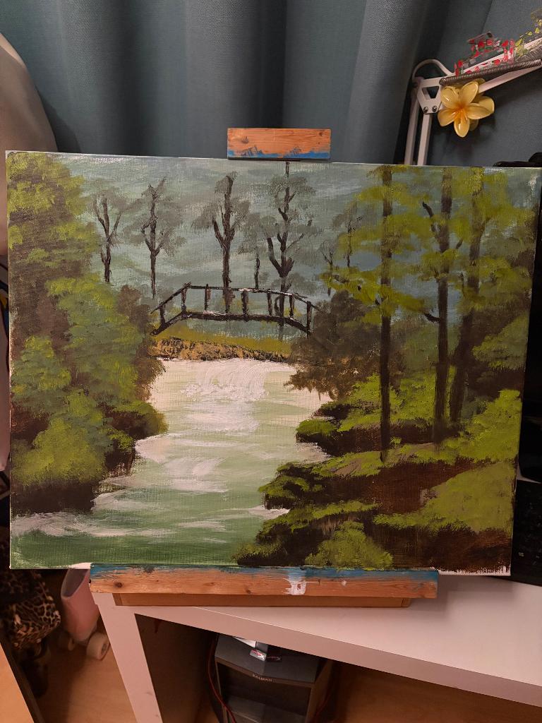 Amateur schilderij Bob Ross, Antiek en Kunst, Ophalen