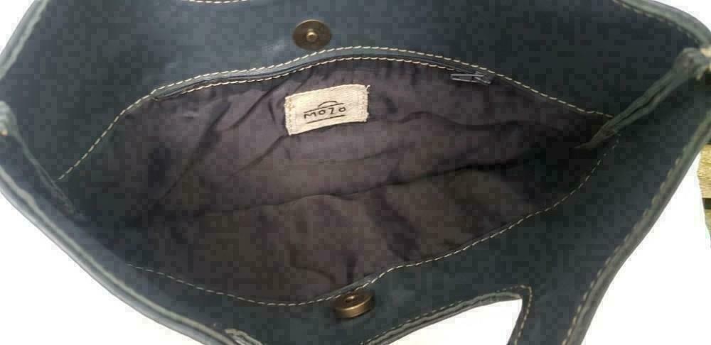 F293 MUZO handtas / mini shopper blauwgrijs kunstleder, Ophalen of Verzenden, -, -, -