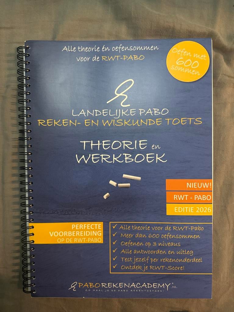 RWT Pabo Rekenen Wiskunde Toets Theorie Werkboek 2026, Boeken, Verzenden, Beta, Zo goed als nieuw, HBO