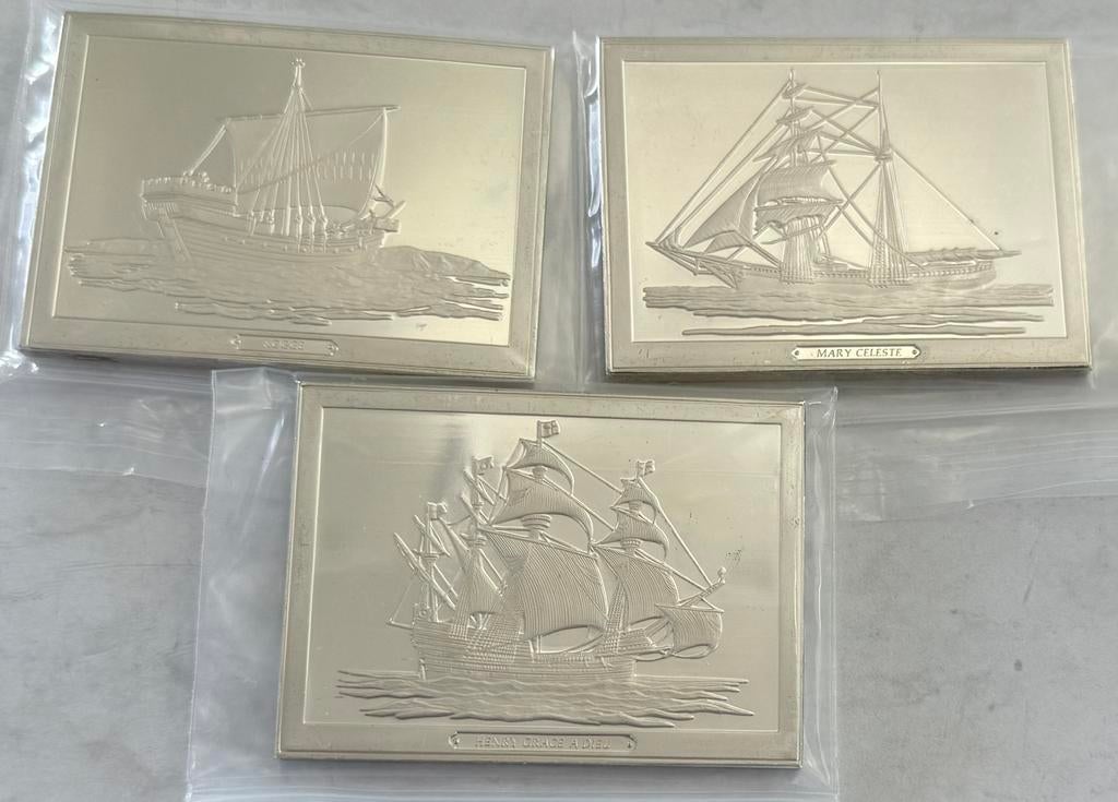 3x 100gr zilver Great Sailingships - Franklin Mint in 925, Postzegels en Munten, Ophalen of Verzenden, Zilver